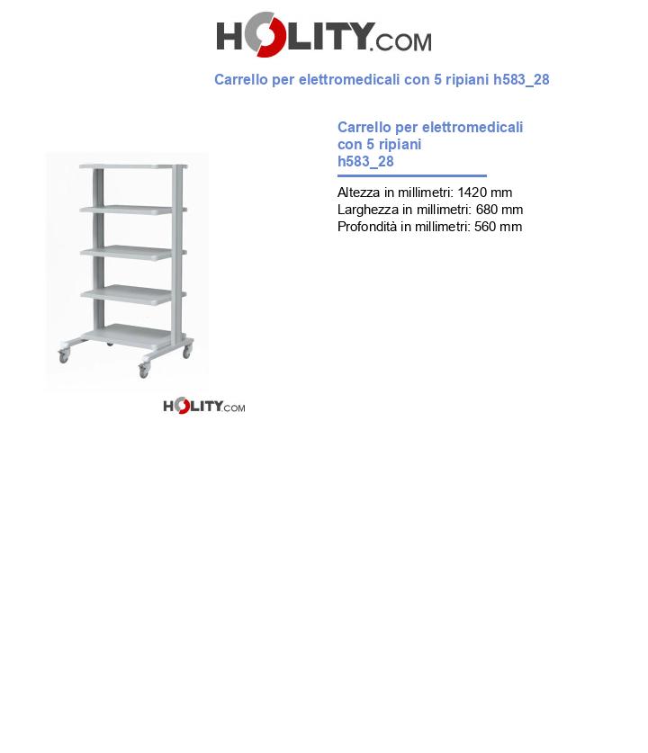 Carrello per elettromedicali con 5 ripiani h583_28
