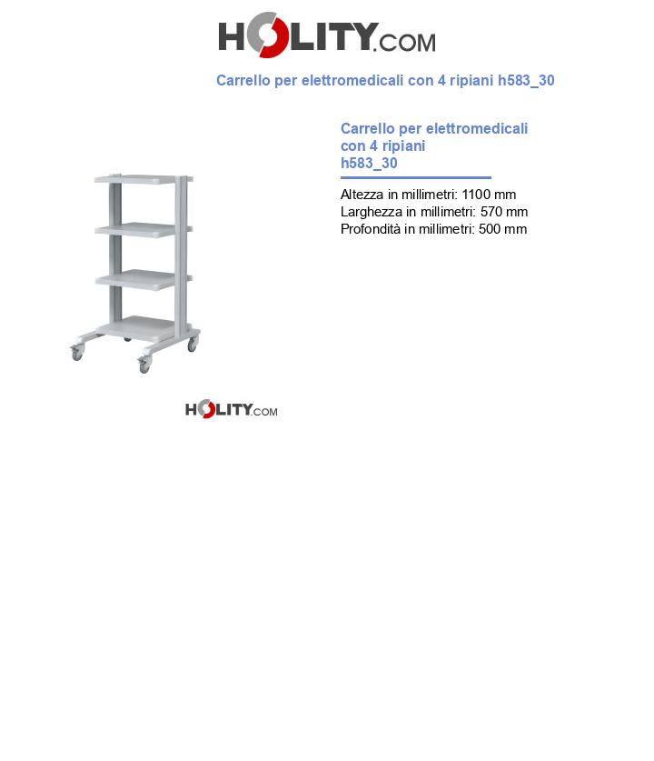 Carrello per elettromedicali con 4 ripiani h583_30