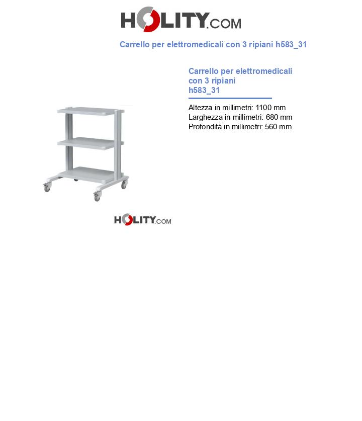 Carrello per elettromedicali con 3 ripiani h583_31