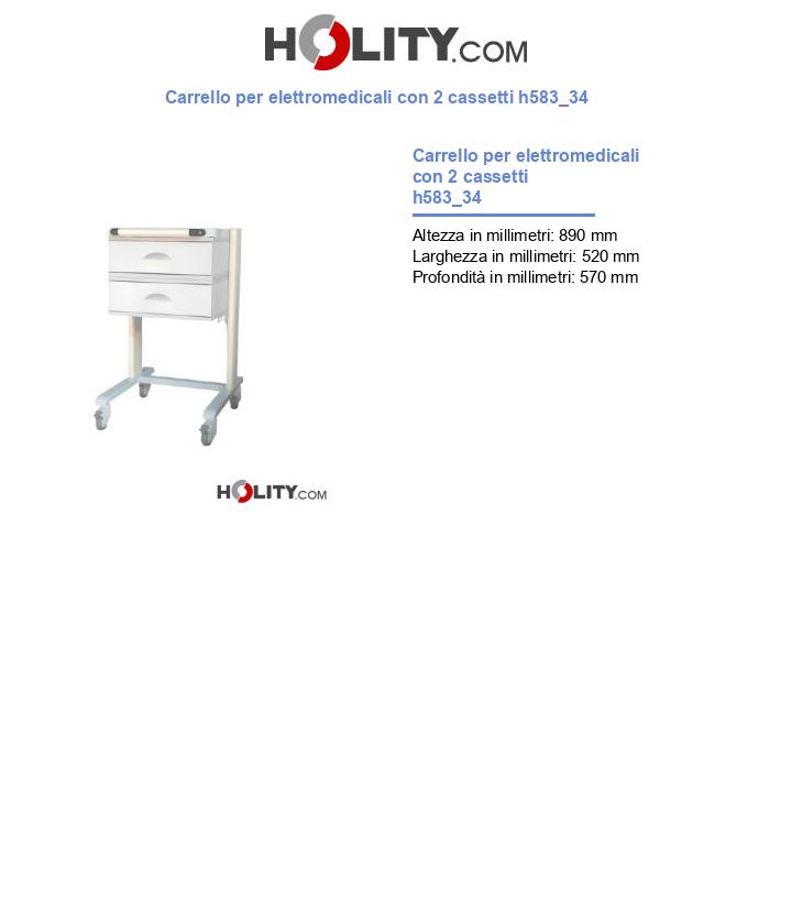 Carrello per elettromedicali con 2 cassetti h583_34