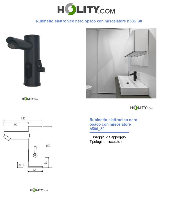 Rubinetto elettronico nero opaco con miscelatore h586_30