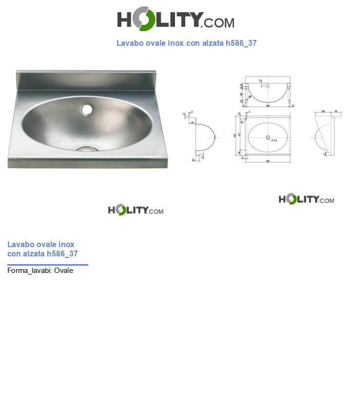 Lavabo ovale inox con alzata h586_37