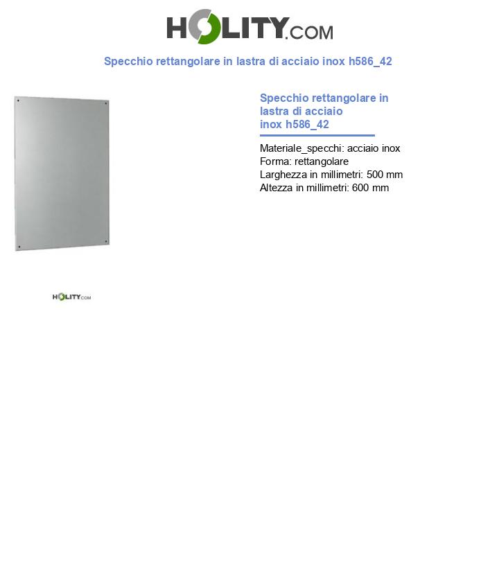 Specchio rettangolare in lastra di acciaio inox h586_42