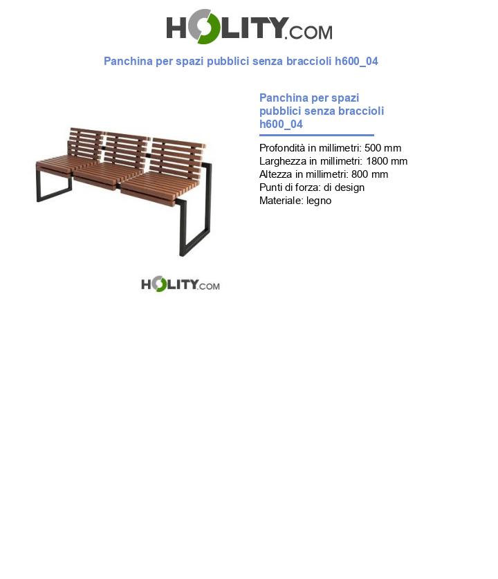 Panchina per spazi pubblici senza braccioli h600_04