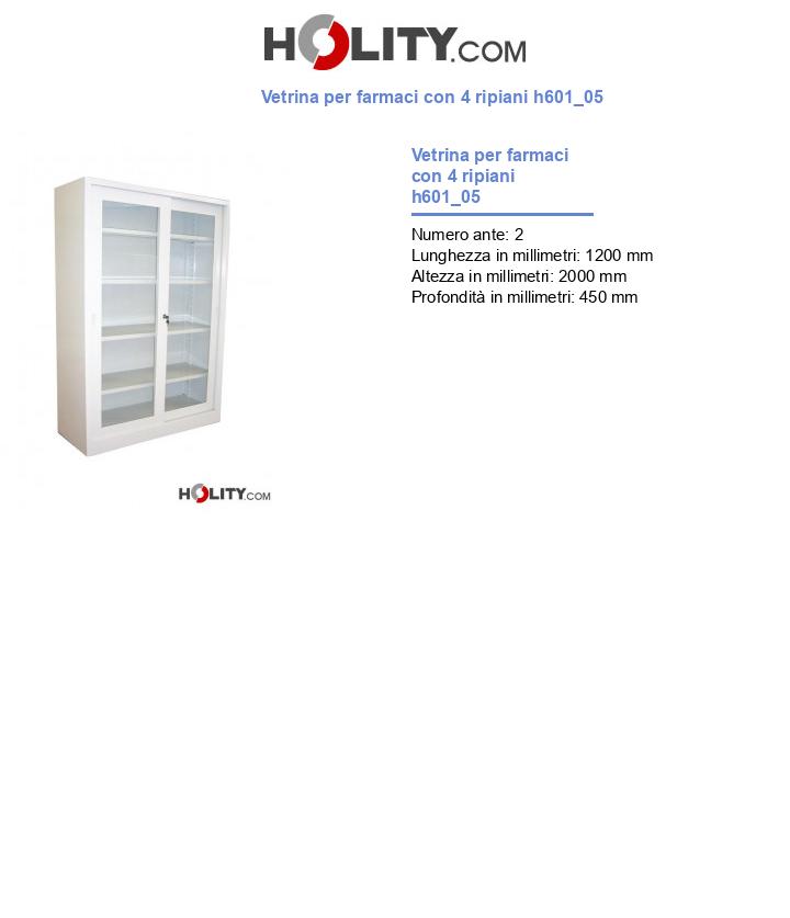 Vetrina per farmaci con 4 ripiani h601_05