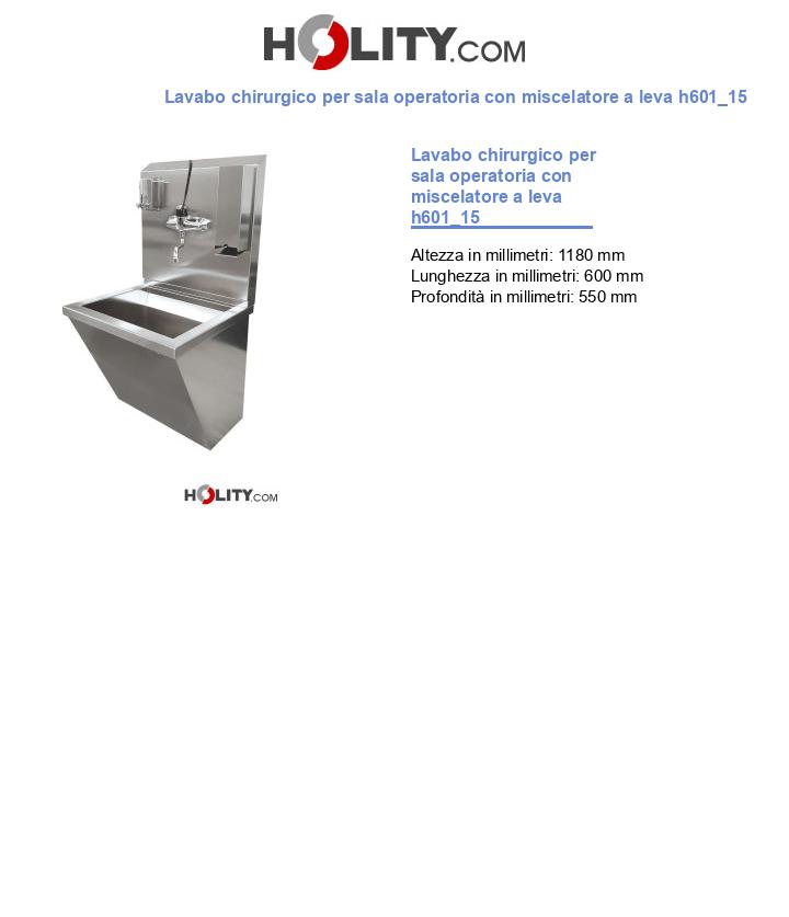 Lavabo chirurgico per sala operatoria con miscelatore a leva h601_15