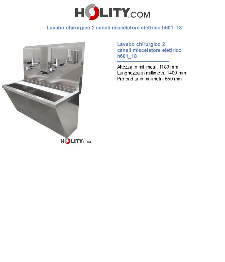 Lavabo chirurgico 2 canali miscelatore elettrico h601_18