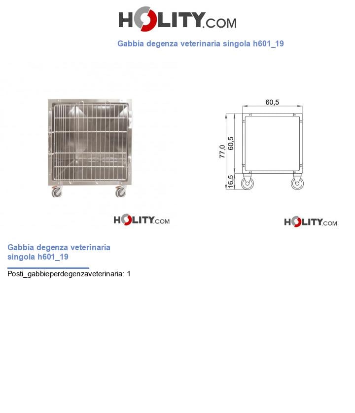 Gabbia degenza veterinaria singola h601_19
