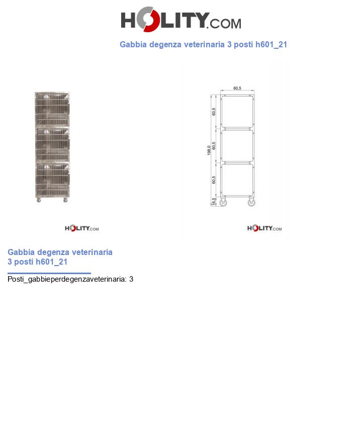 Gabbia degenza veterinaria 3 posti h601_21