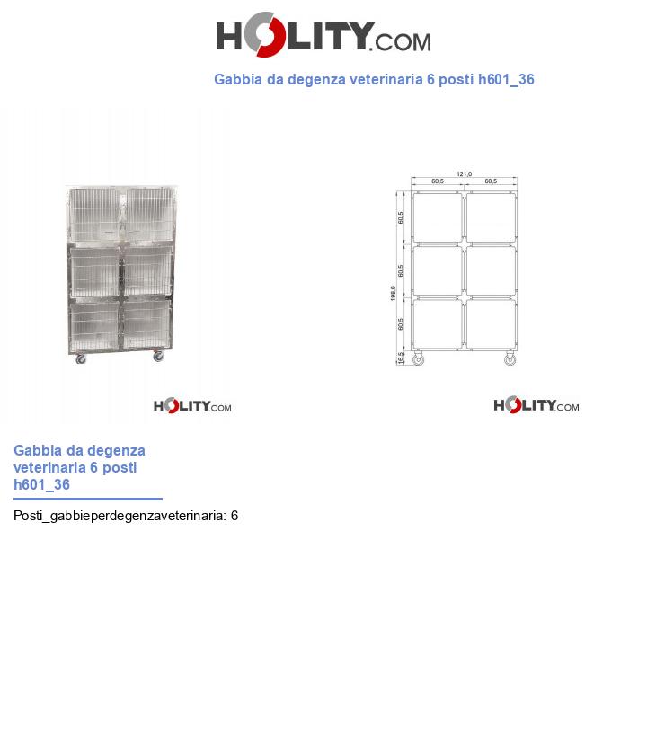 Gabbia da degenza veterinaria 6 posti h601_36