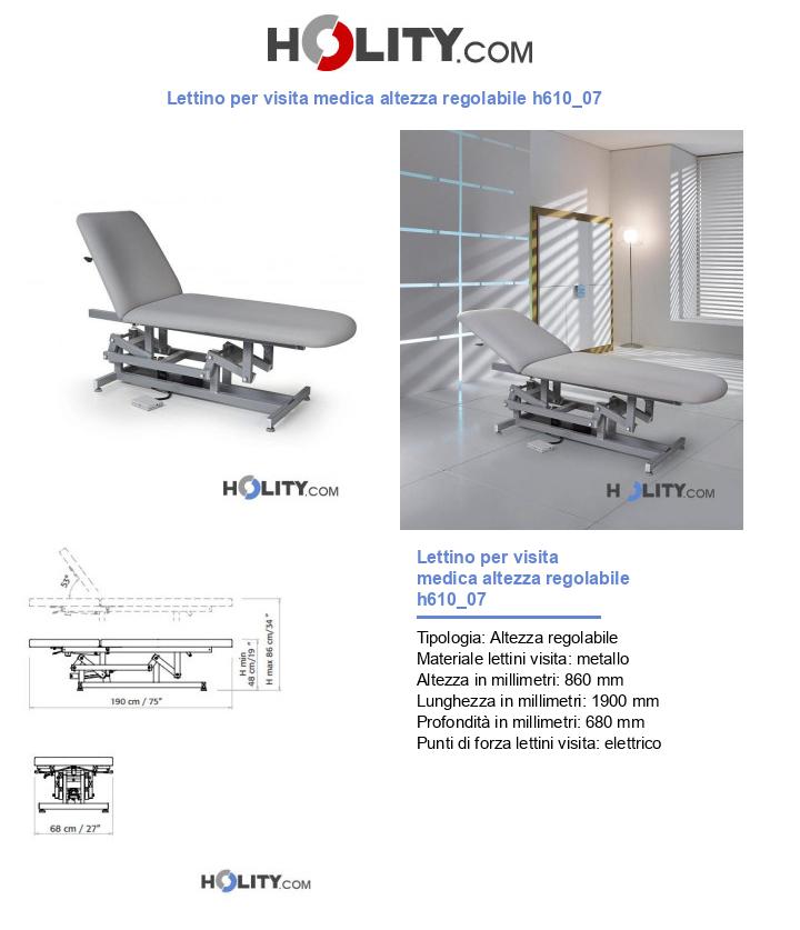 Lettino per visita medica altezza regolabile h610_07