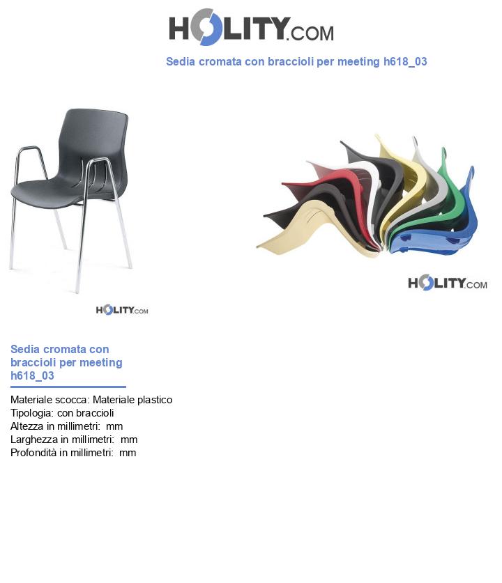 Sedia cromata con braccioli per meeting h618_03