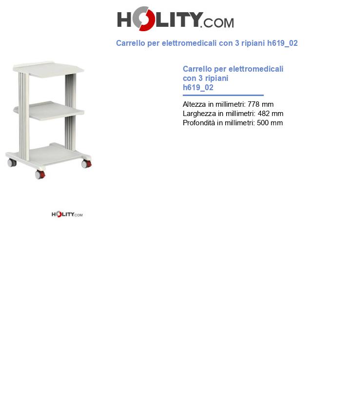 Carrello per elettromedicali con 3 ripiani h619_02