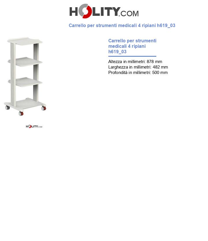 Carrello per strumenti medicali 4 ripiani h619_03