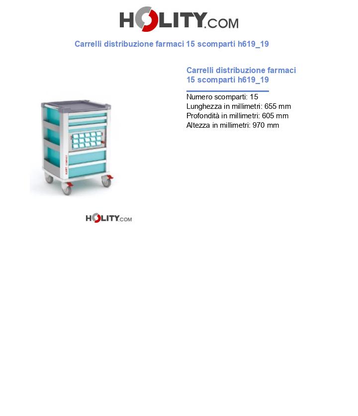 Carrelli distribuzione farmaci 15 scomparti h619_19