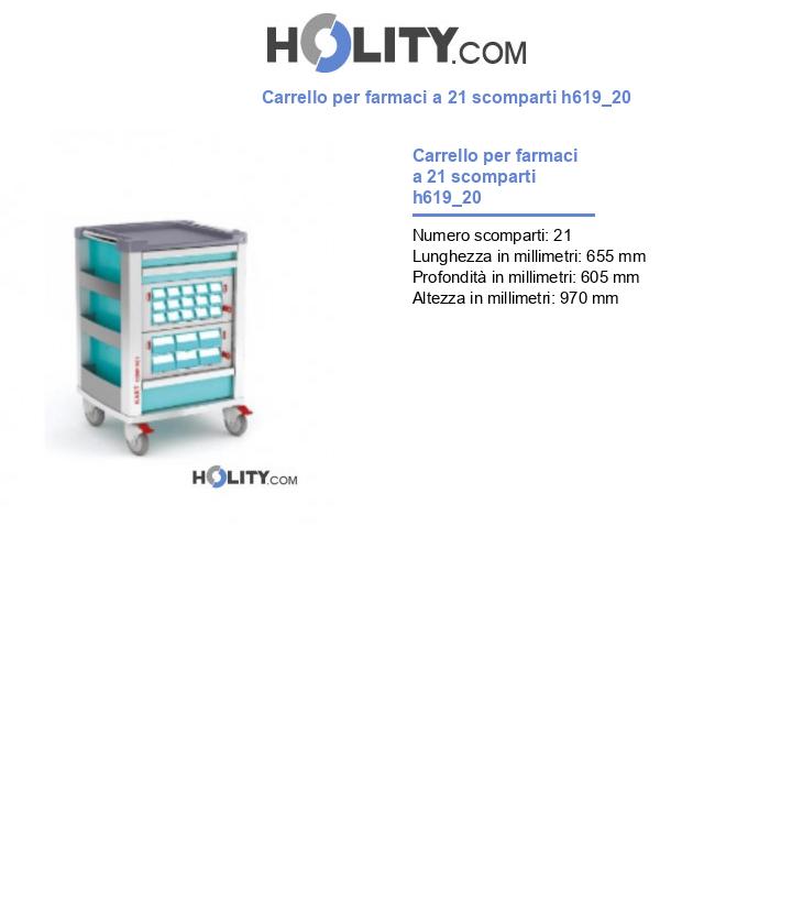 Carrello per farmaci a 21 scomparti h619_20