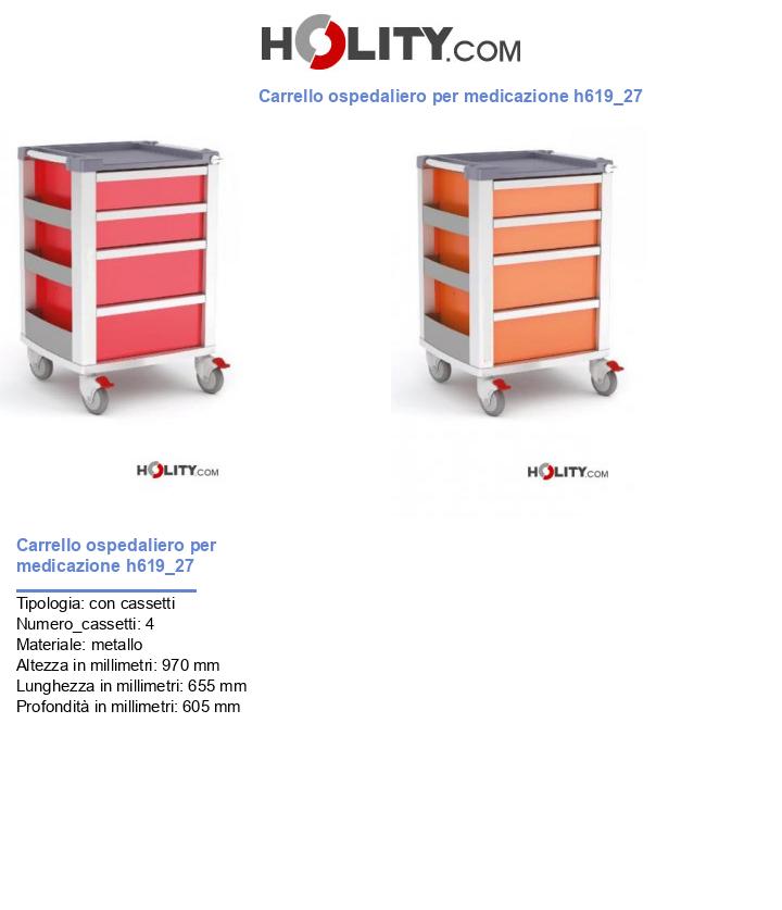 Carrello ospedaliero per medicazione h619_27