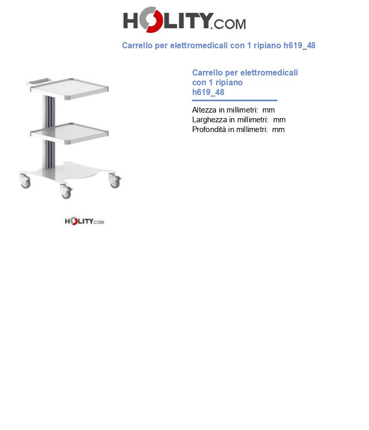 Carrello per elettromedicali con 1 ripiano h619_48