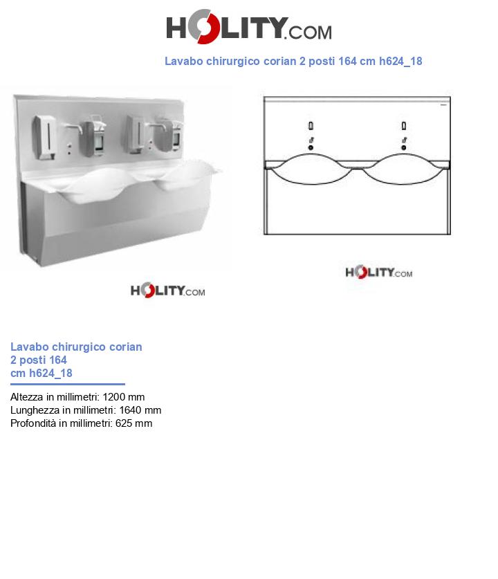 Lavabo chirurgico corian 2 posti 164 cm h624_18