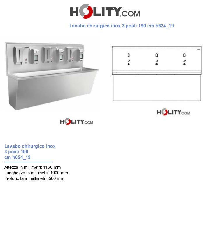 Lavabo chirurgico inox 3 posti 190 cm h624_19