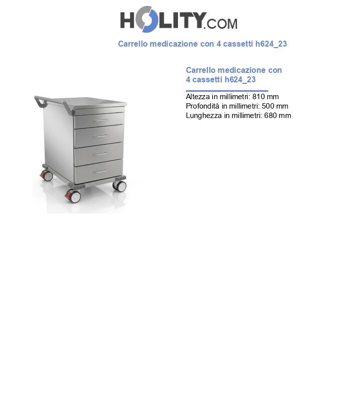 Carrello medicazione con 4 cassetti h624_23