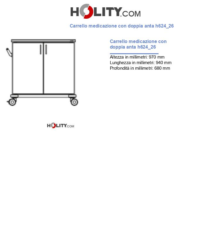 Carrello medicazione con doppia anta h624_26