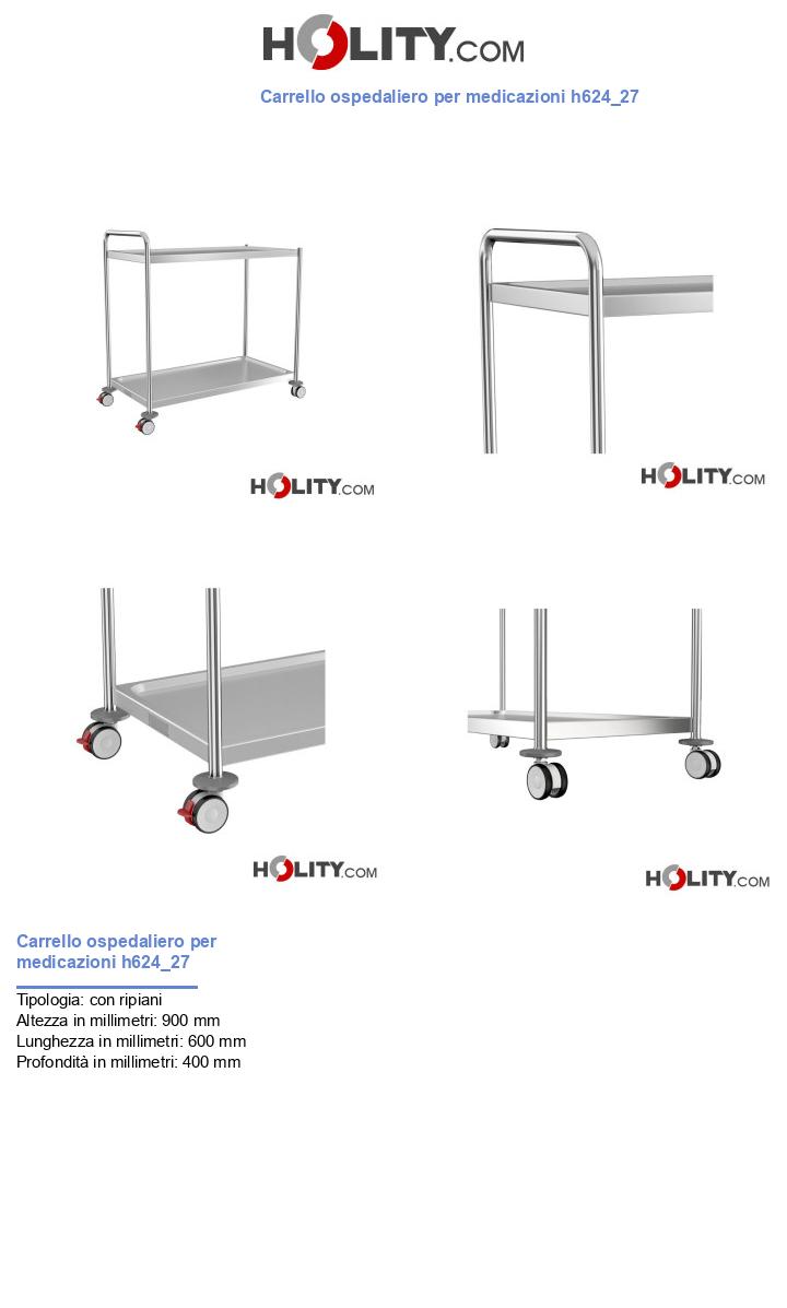 Carrello ospedaliero per medicazioni h624_27