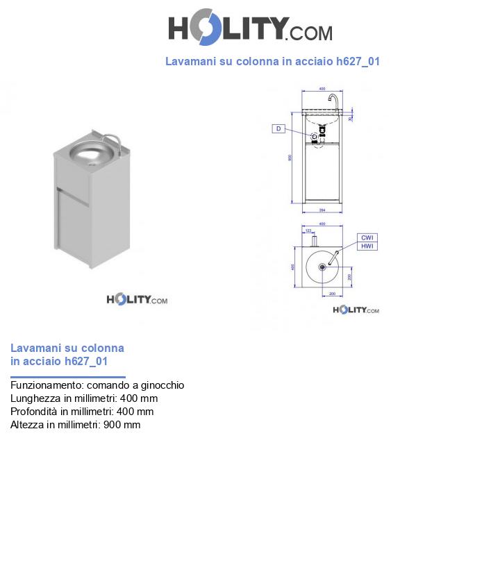 Lavamani su colonna in acciaio h627_01