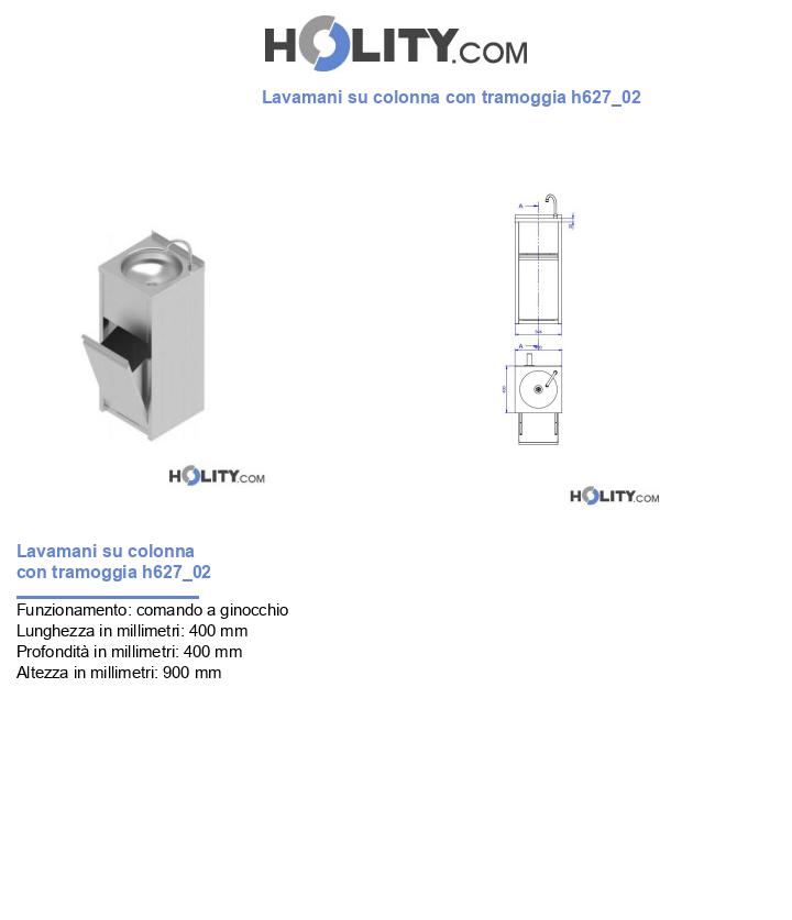 Lavamani su colonna con tramoggia h627_02