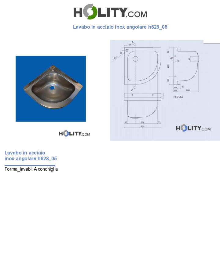 Lavabo in acciaio inox angolare h628_05