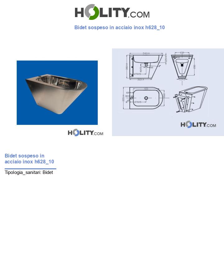 Bidet sospeso in acciaio inox h628_10