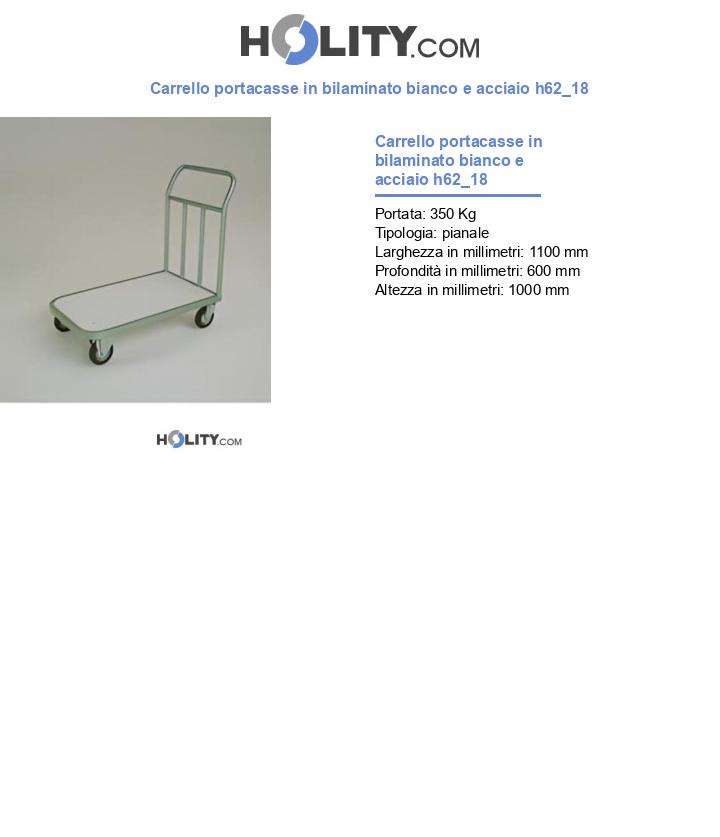 Carrello portacasse in bilaminato bianco e acciaio h62_18