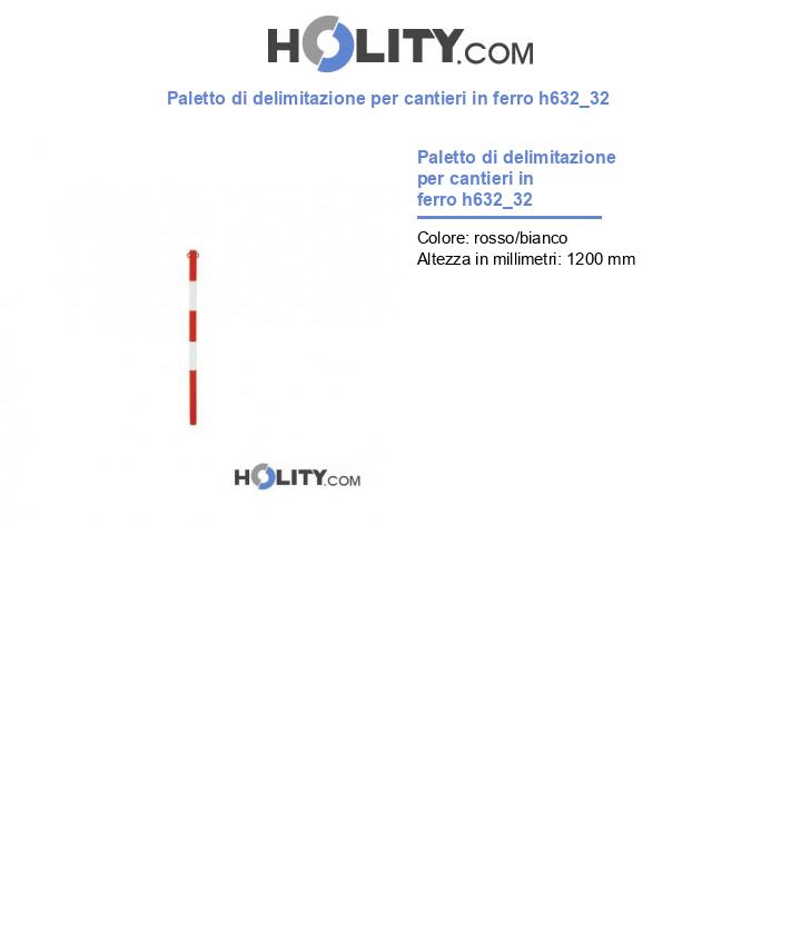 Paletto di delimitazione per cantieri in ferro h632_32