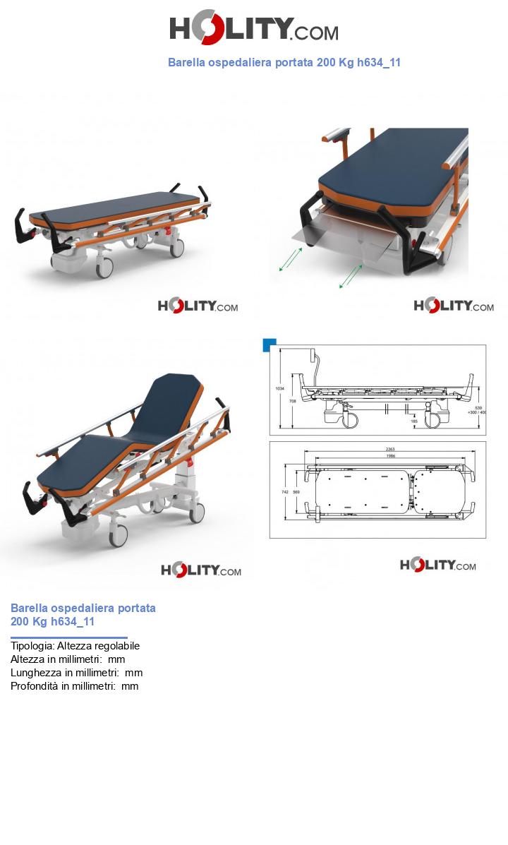 Barella ospedaliera portata 200 Kg h634_11