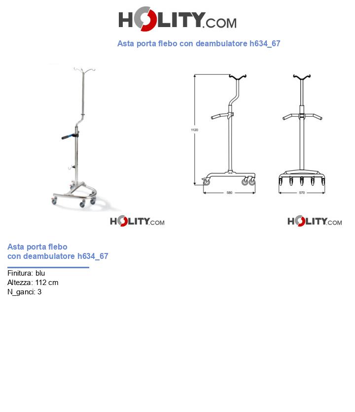 Asta porta flebo con deambulatore h634_67