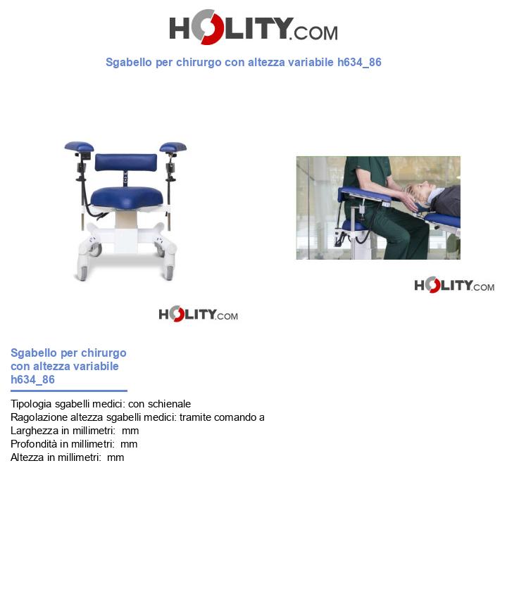 Sgabello per chirurgo con altezza variabile h634_86