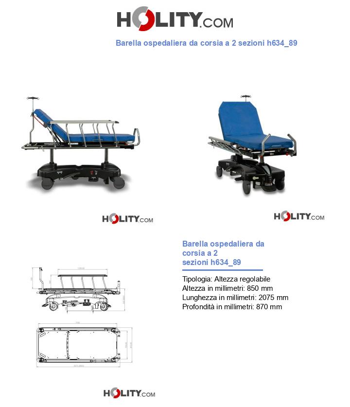 Barella ospedaliera da corsia a 2 sezioni h634_89