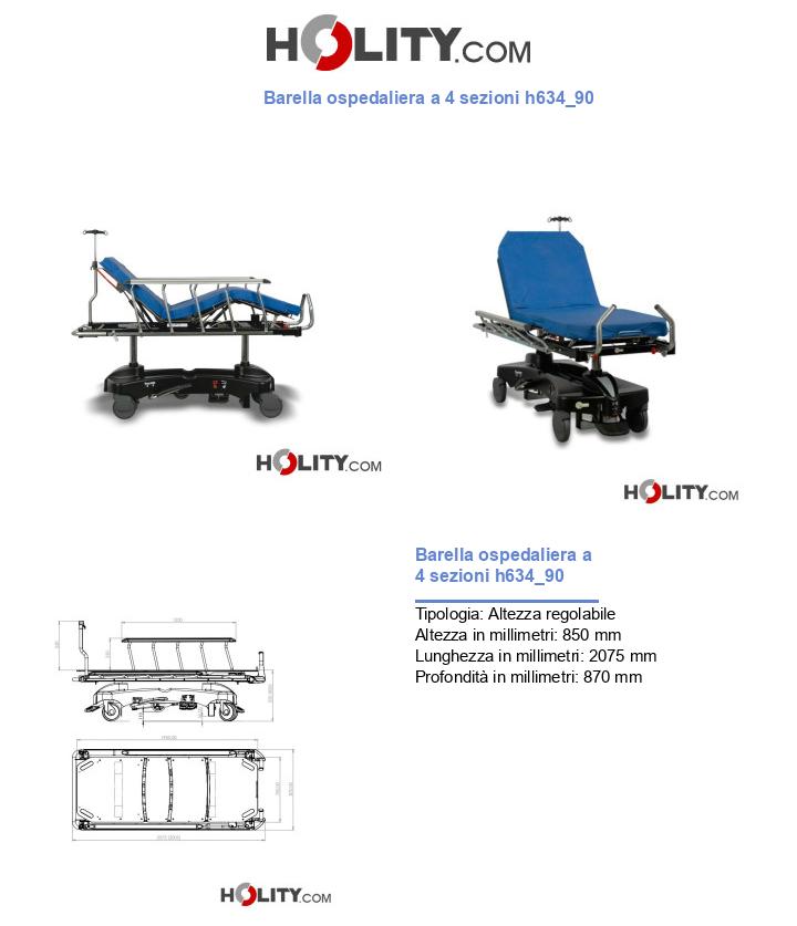 Barella ospedaliera a 4 sezioni h634_90