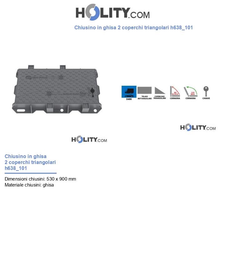Chiusino in ghisa 2 coperchi triangolari h638_101