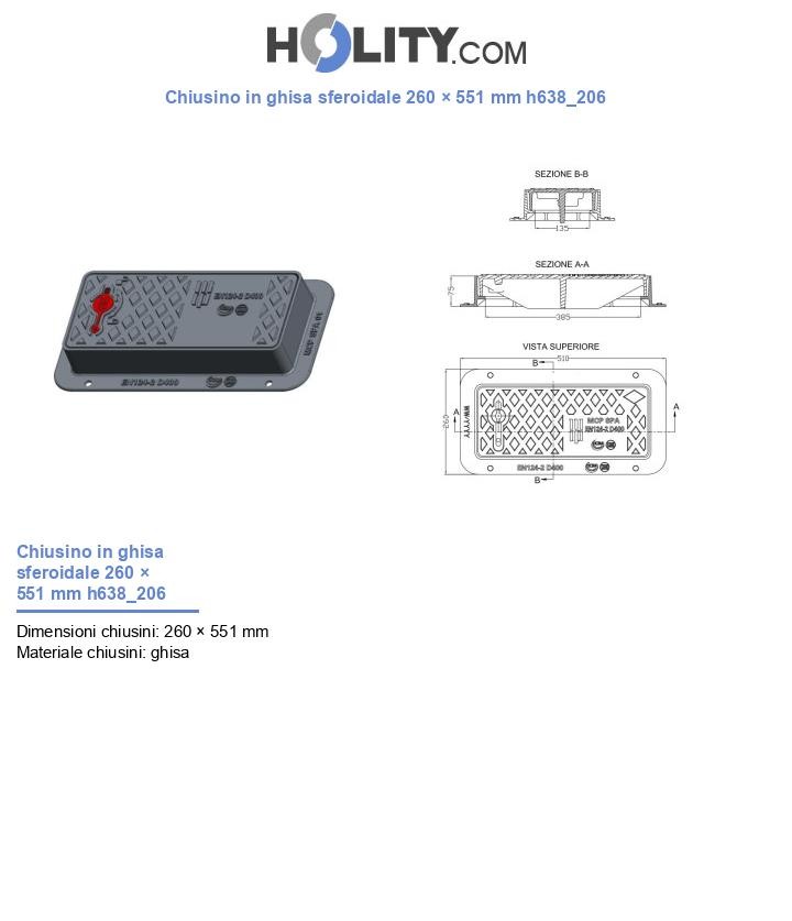 Chiusino in ghisa sferoidale 260 × 551 mm h638_206