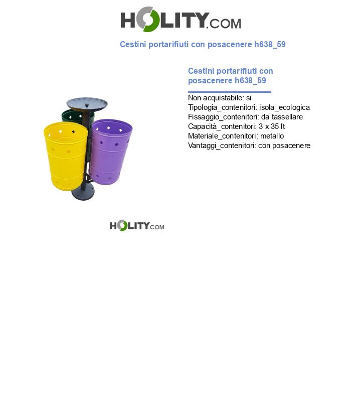 Cestini portarifiuti con posacenere h638_59