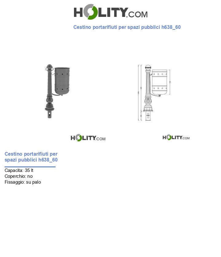 Cestino portarifiuti per spazi pubblici h638_60
