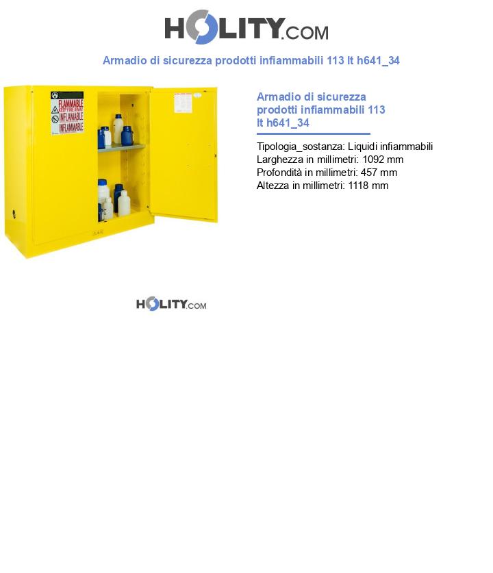 Armadio di sicurezza prodotti infiammabili 113 lt h641_34