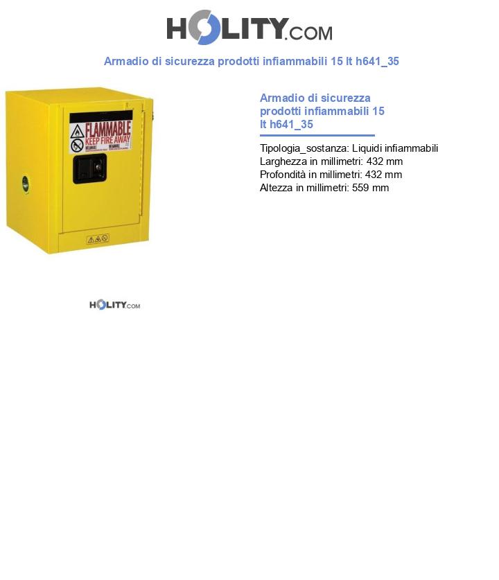 Armadio di sicurezza prodotti infiammabili 15 lt h641_35
