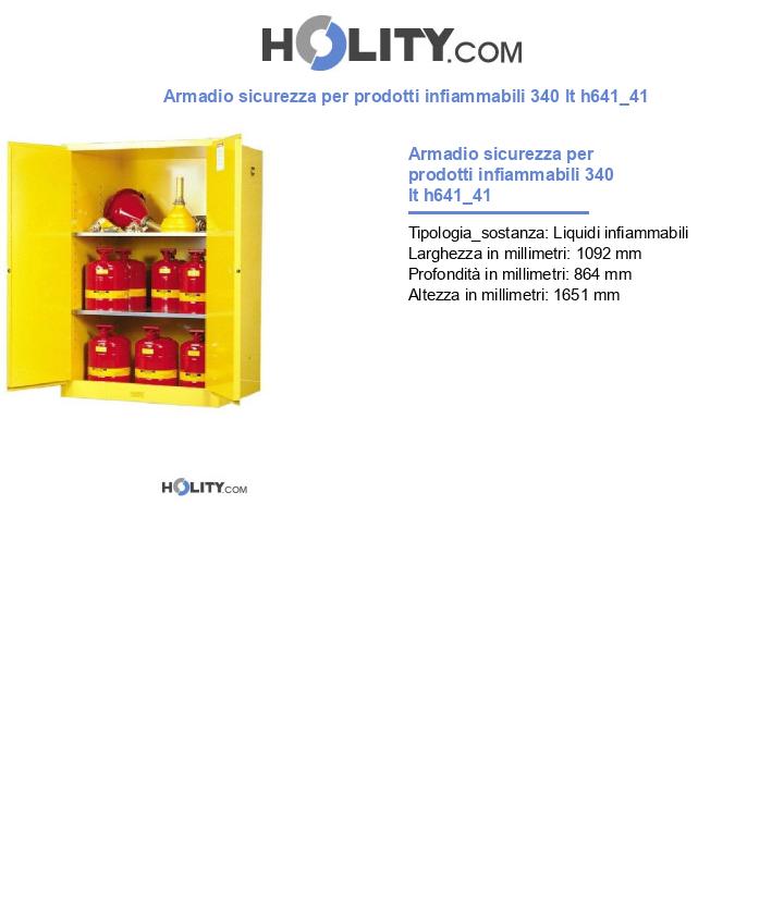 Armadio sicurezza per prodotti infiammabili 340 lt h641_41