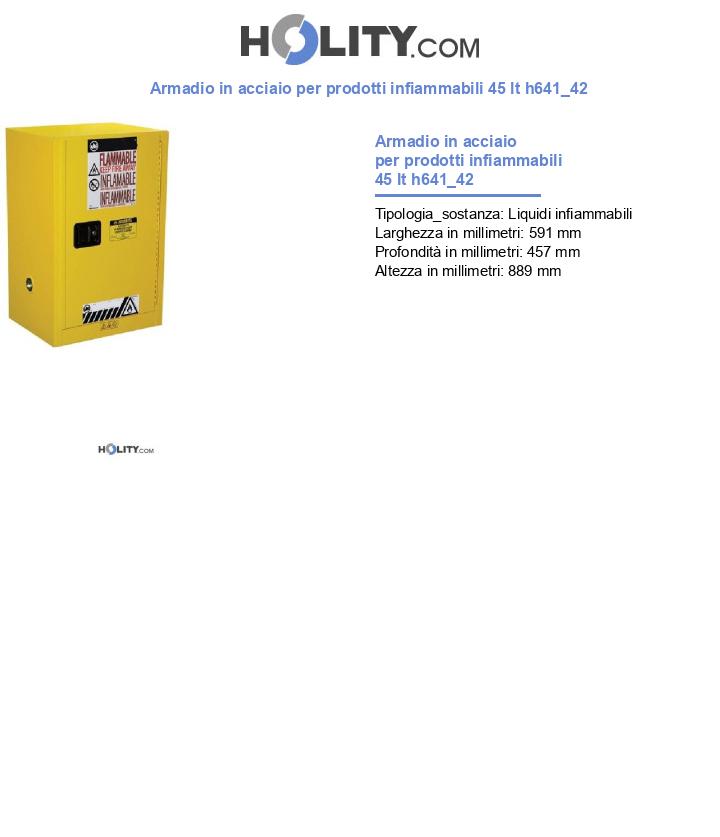 Armadio in acciaio per prodotti infiammabili 45 lt h641_42