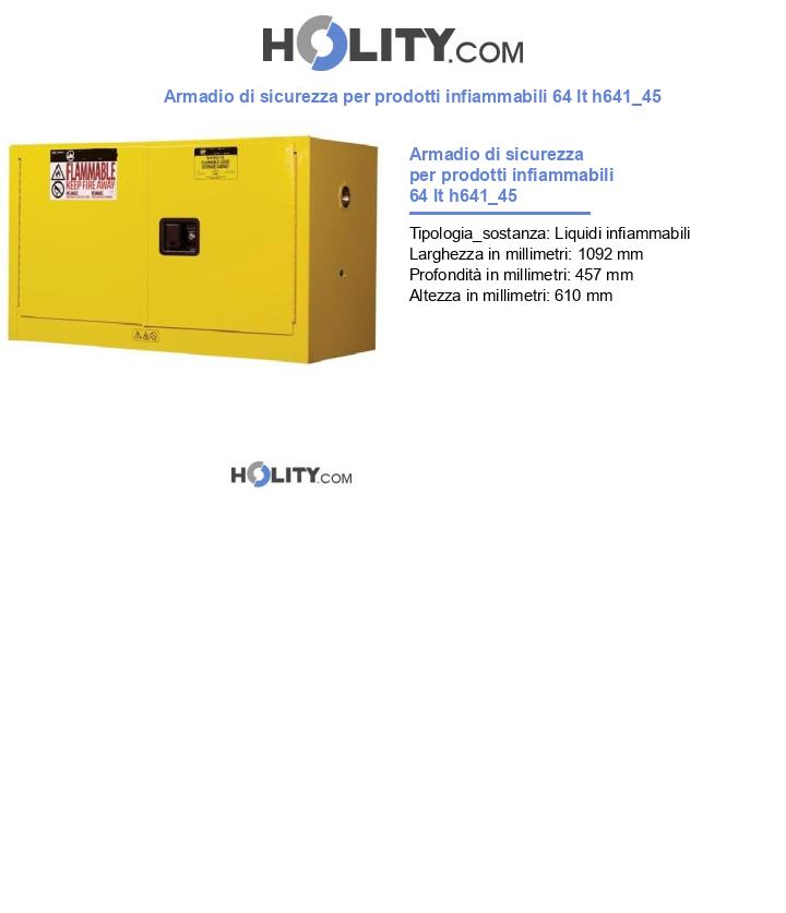 Armadio di sicurezza per prodotti infiammabili 64 lt h641_45