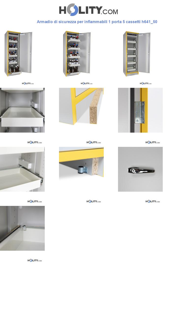 Armadio di sicurezza per infiammabili 1 porta 5 cassetti h641_50