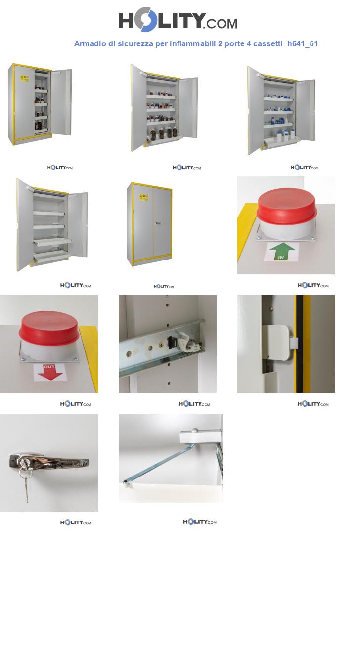 Armadio di sicurezza per infiammabili 2 porte 4 cassetti h641_51