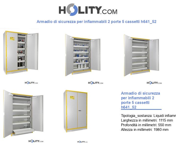 Armadio di sicurezza per infiammabili 2 porte 5 cassetti h641_52